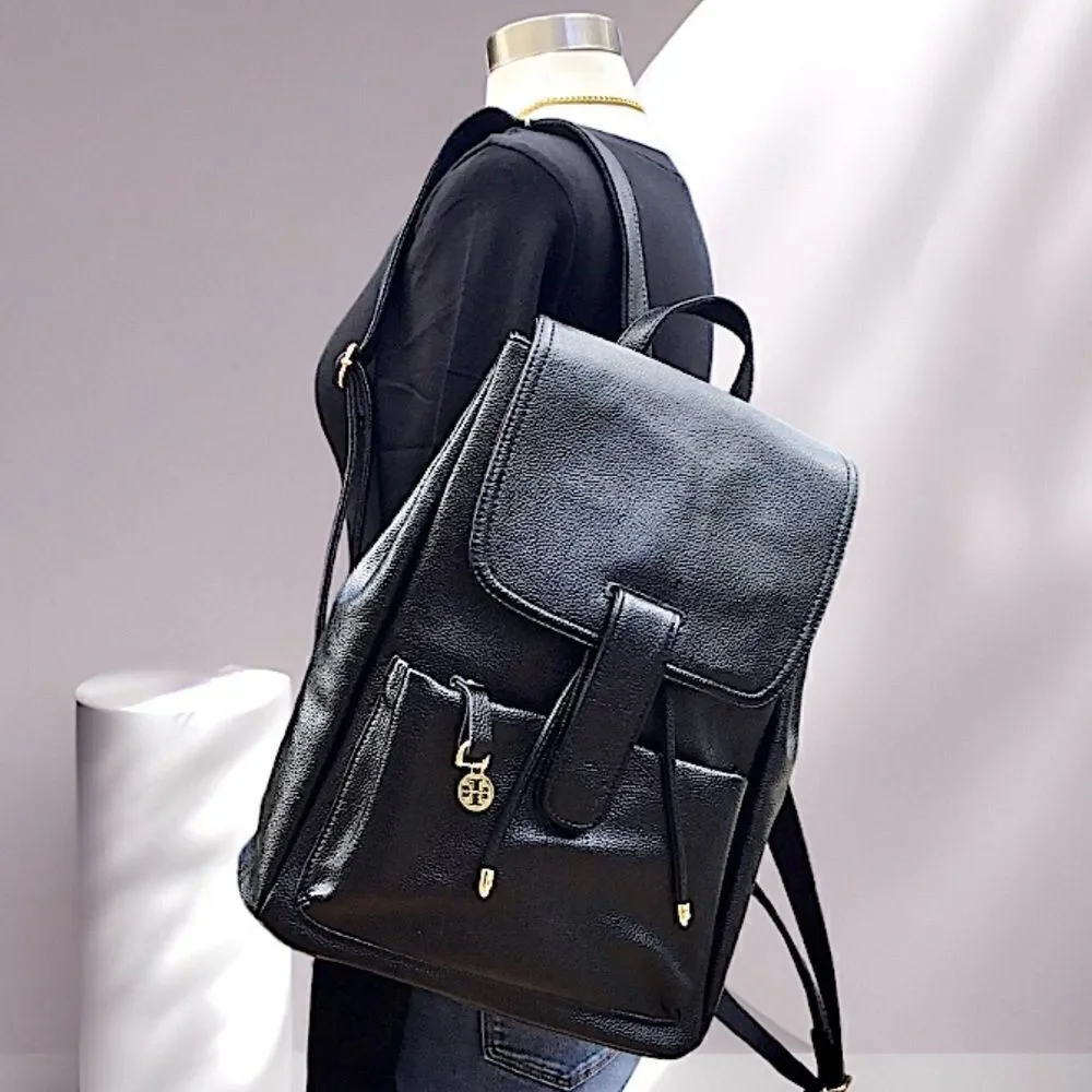 BACKPACK BLACK PEBBLE LEATHER SCHOOL WORK OFFICE TRAVEL